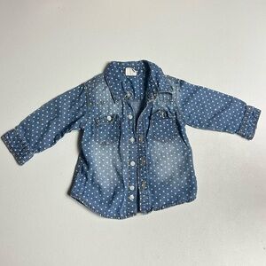 Blue Polka Dot Denim Shirt